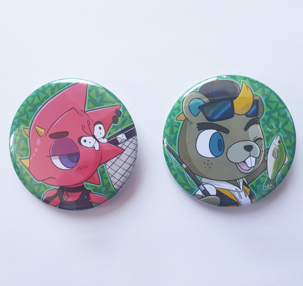 Animal Crossing Flick & CJ - Large 58mm Badges