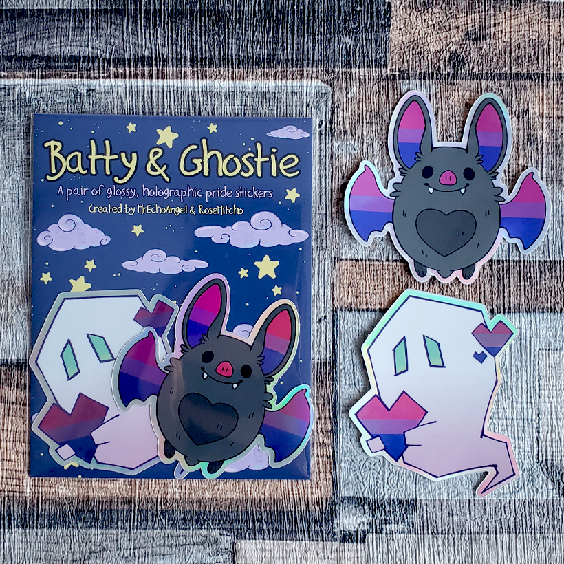 David Batty Sticker Batty & Ghostie - Holographic Glossy Vinyl Pride Sticker Sets – MrEchoAngel