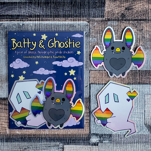 Batty & Ghostie - Holographic Glossy Vinyl Pride Sticker Sets
