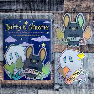 Batty & Ghostie - Holographic Glossy Vinyl Pride Sticker Sets