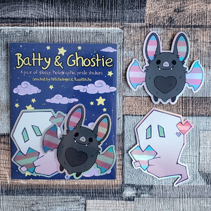 Batty & Ghostie - Holographic Glossy Vinyl Pride Sticker Sets